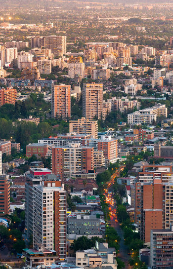Elevated view of apartment buildings at providencia district in santiago de chile.