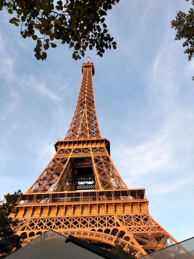 Low angle view of eiffel tower against sky