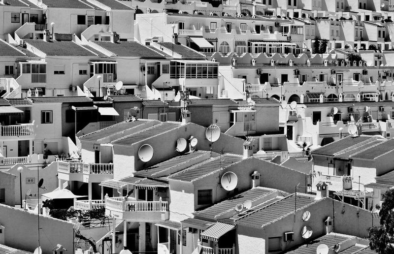 High angle view of residential buildings