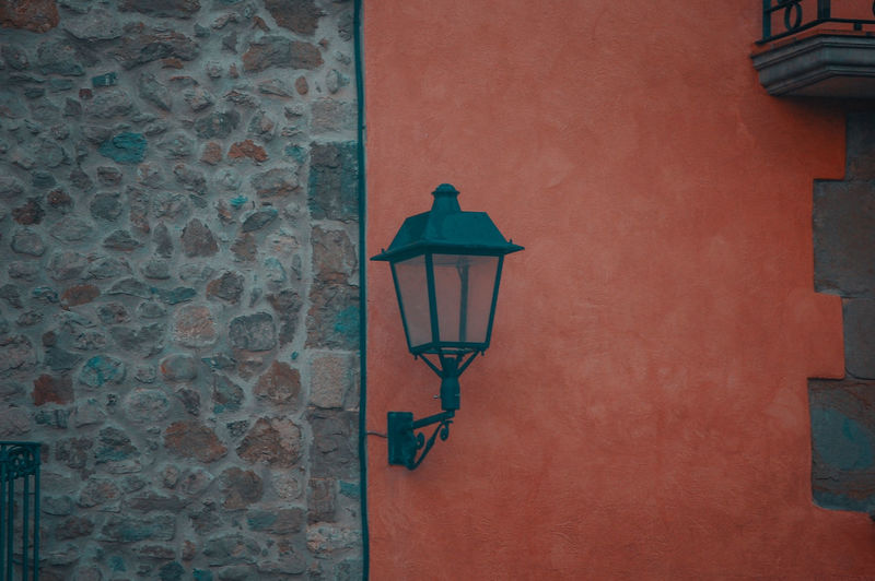 Street light against wall