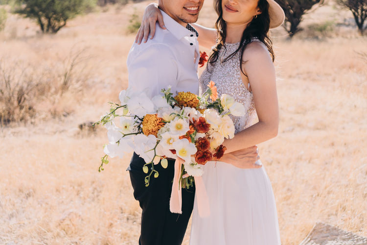 Bride and groom during elopement in nature in querétaro, mexico