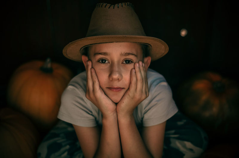Portrait of boy wearing hat