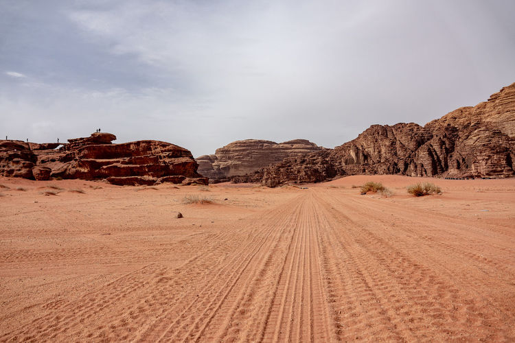 Scenic view of desert against sky wadi rum