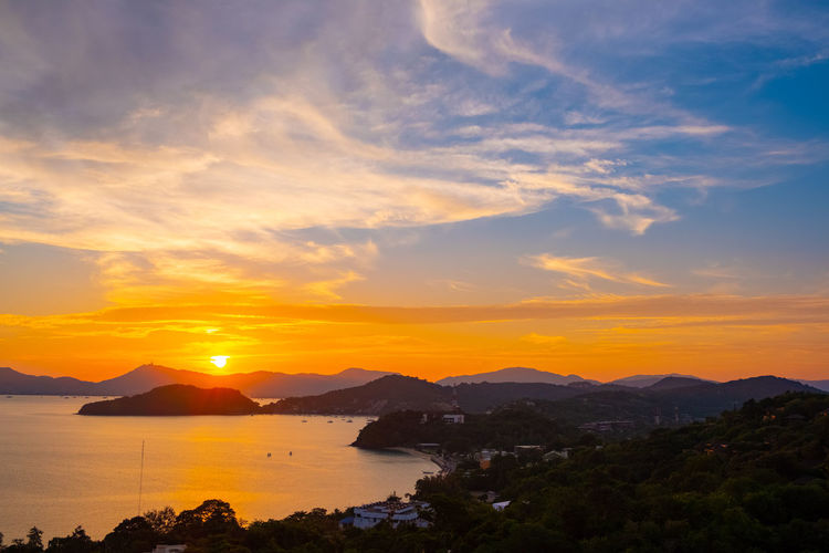 Scenic view of sea against sky during sunset