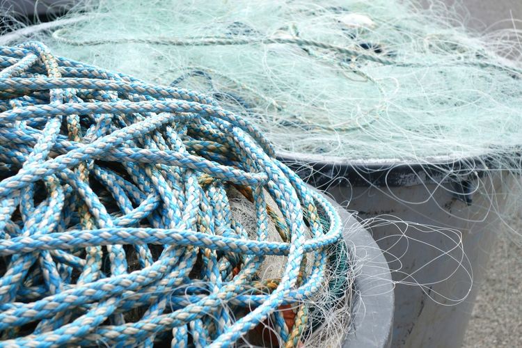 Close-up of ropes and fishing net 