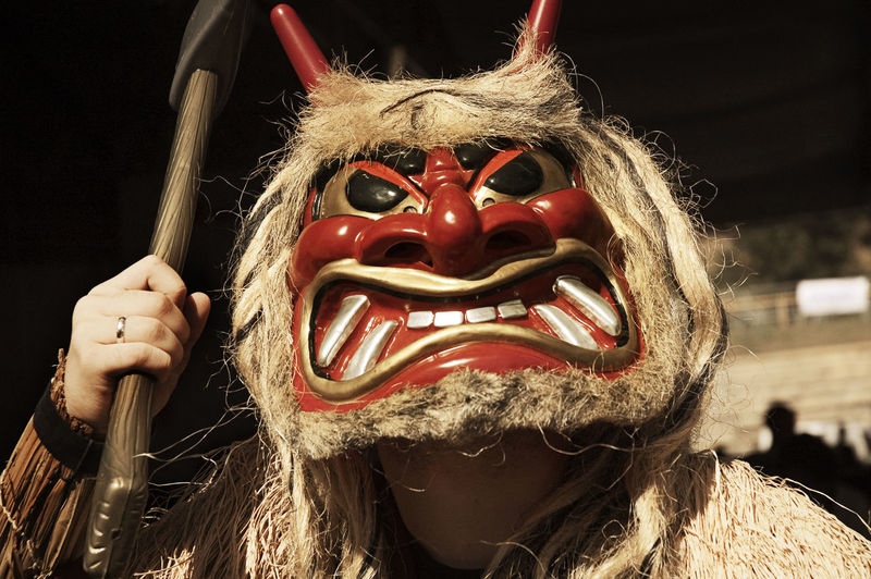 Close-up of man during halloween mask