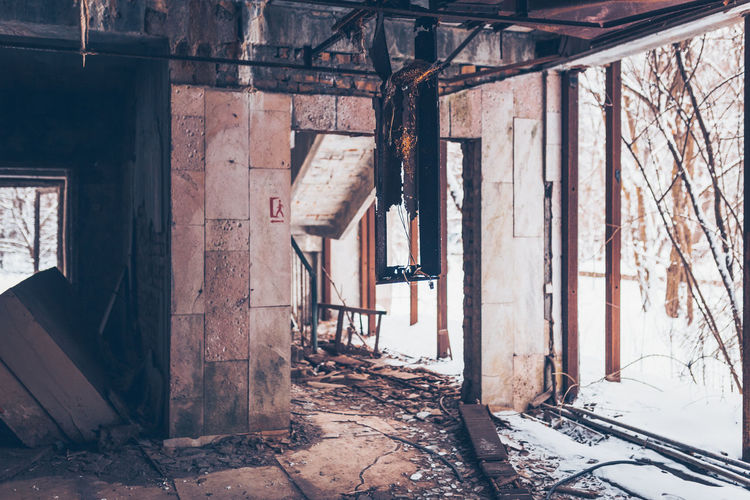 Interior of old abandoned built structure