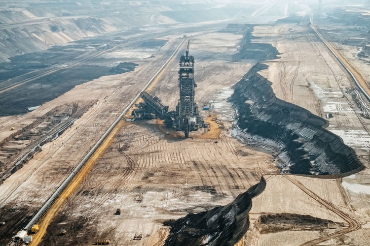 High angle view of opencast mining 