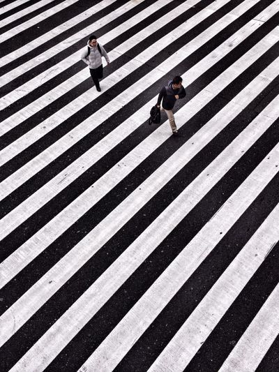 View of people walking on zebra crossing
