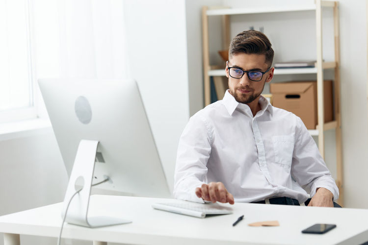 Businesswoman working at office