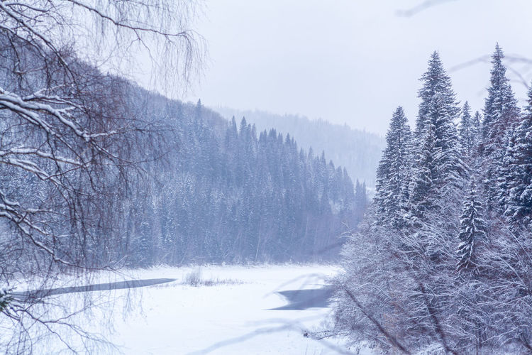 Ural winter landscape on the river