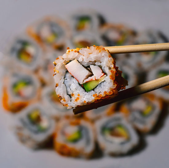 Close-up of sushi on plate