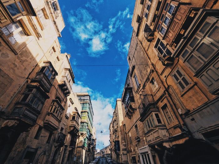 Low angle view of buildings in city