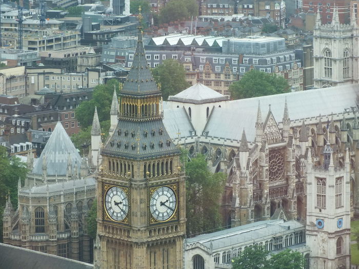 High angle view of big ben in city