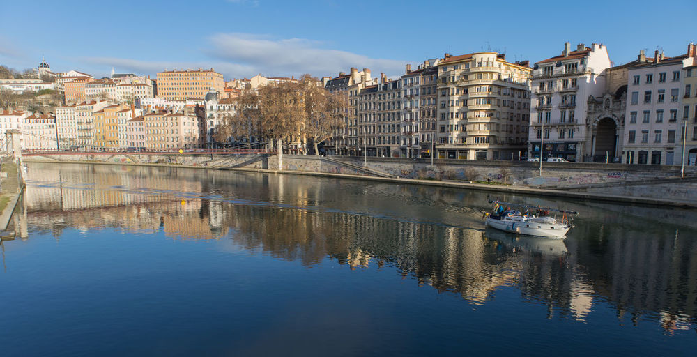 Reflection of buildings in water
