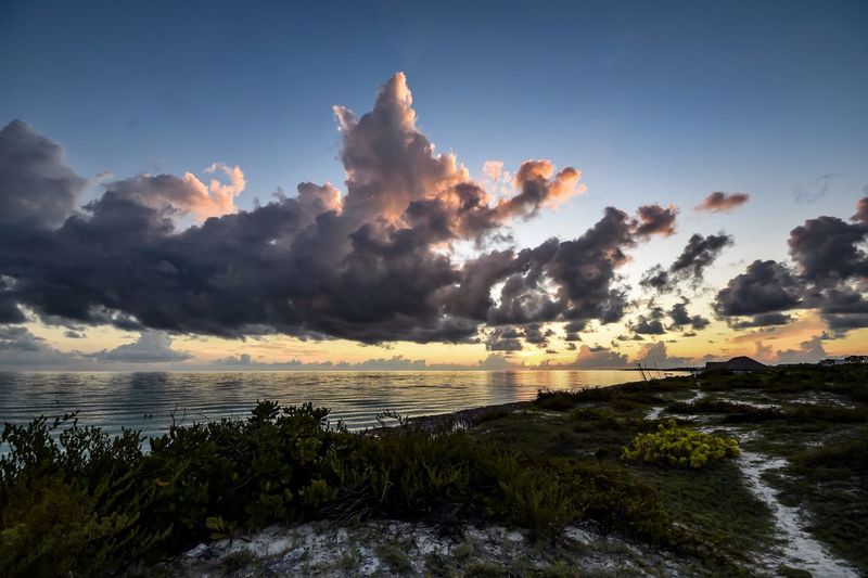 Scenic view of sea against sky during sunset