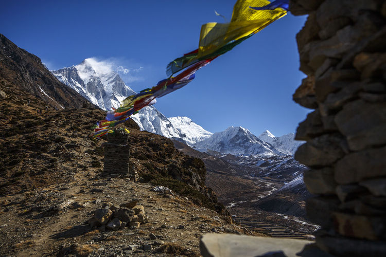 Llotse (left) and island peak on the trail to everest base camp.