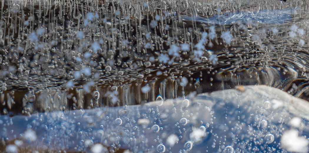 Full frame shot of wet ice during winter