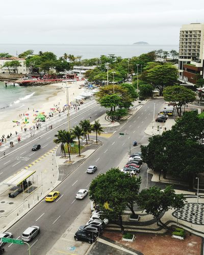 High angle view of city street