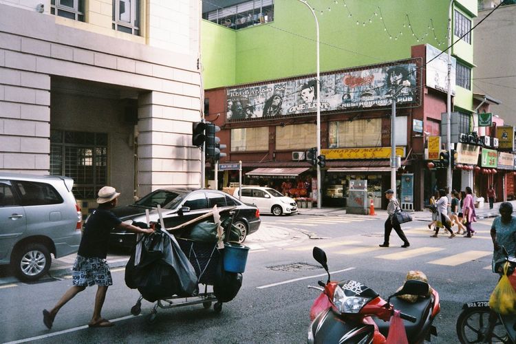 People on street in city