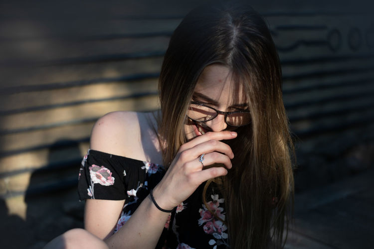 Close-up of smiling young woman