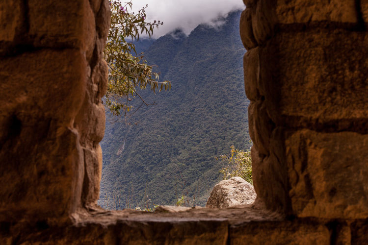 Scenic view of mountains seen from machu picchu old ruin