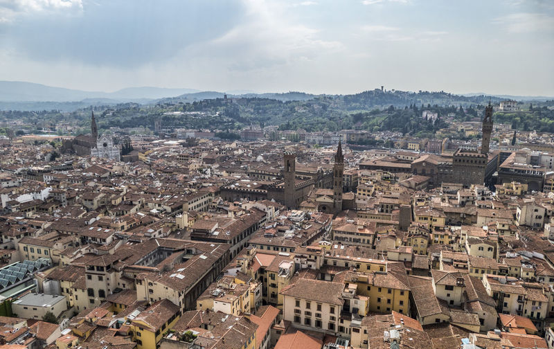 Aerial view of the historic center of florence with so many monuments