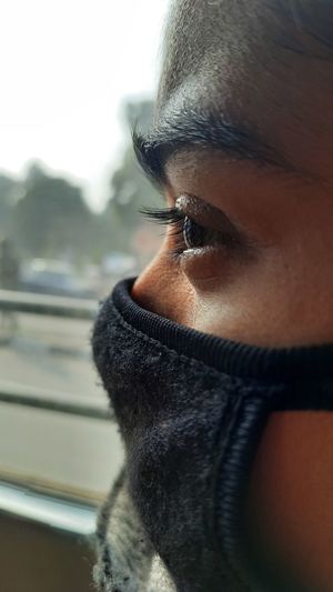 Close up view of women eye from side