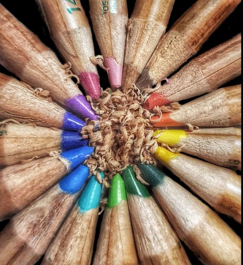Full frame shot of colored pencils