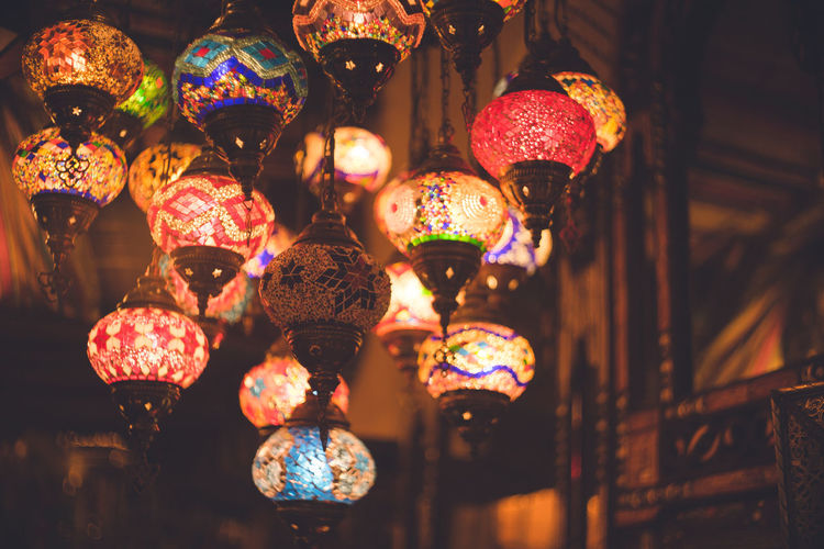 Arabian style lamp store - souvenir shop in the albaicin district, granada, spain