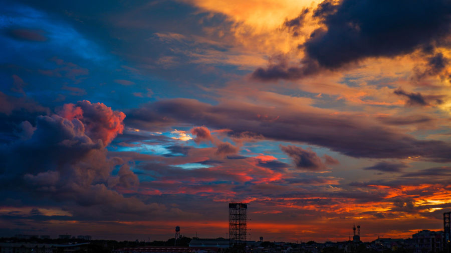 Scenic view of dramatic sky during sunset