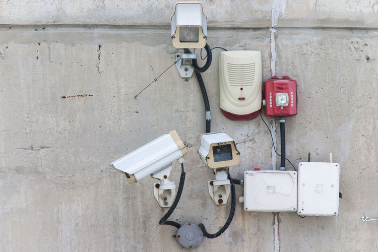Close-up of security cameras