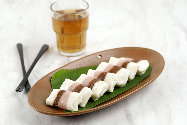 Getuk tiga warna or getuk trio, traditional javanese sweet snack from magelang.
