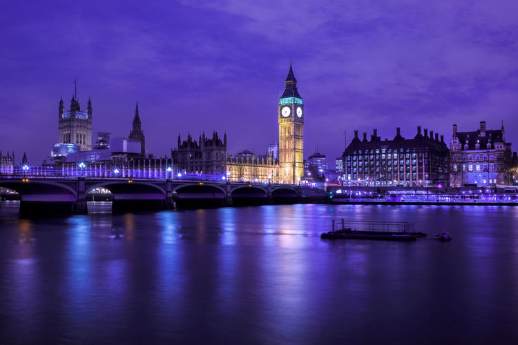 View of illuminated london cityscape at night