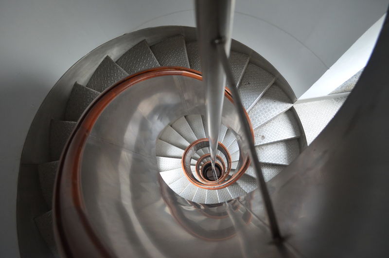 Directly above shot of spiral staircase in lighthouse