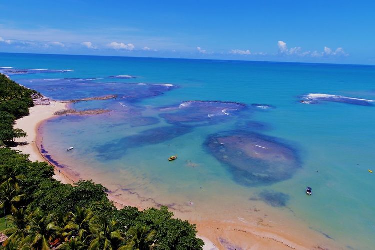 Aerial view of trancoso beach, bahia, brazil