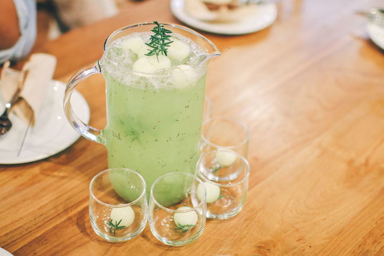 High angle view of beer in glass on table