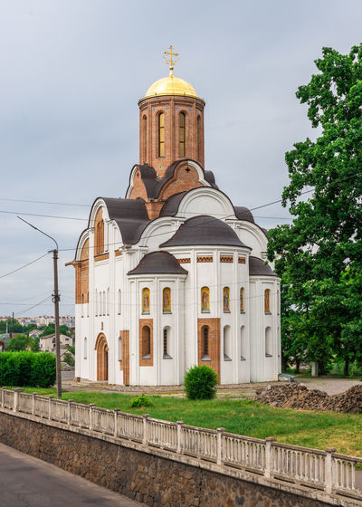 Georgiyivska or heorhiyivska church in the city of bila tserkva, ukraine, on a cloudy summer day