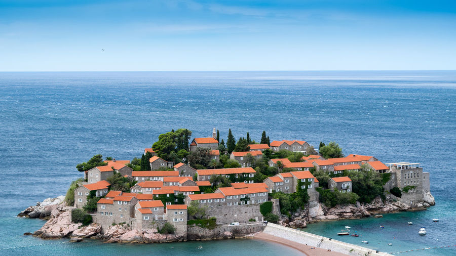 Old buildings on small island in montenegro