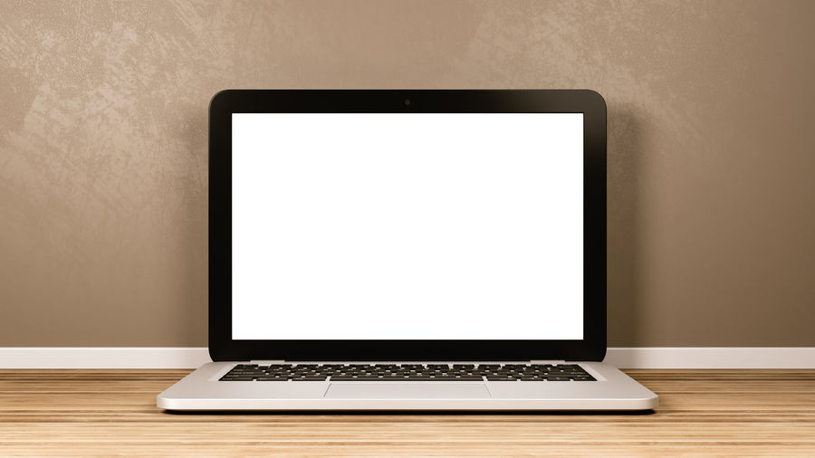 Low angle view of laptop on table