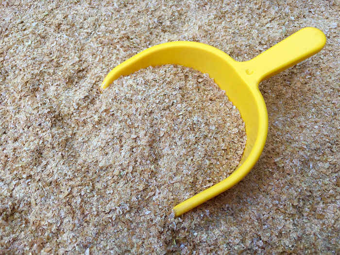 Close-up of serving scoop on wheat bran