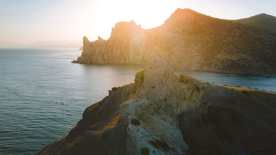 Scenic view of sea against sky during sunset