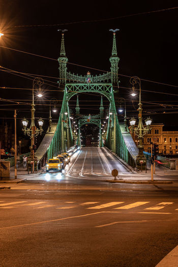 View of bridge at night
