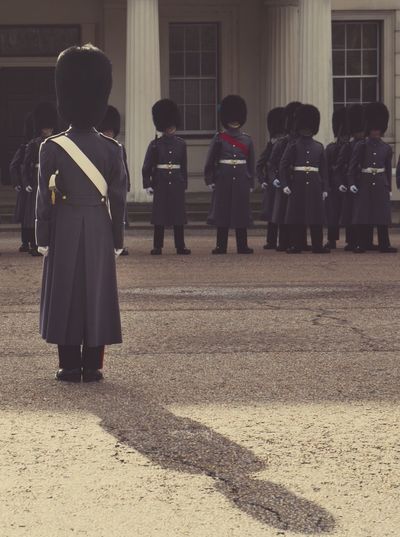 British royal guards outside historic building