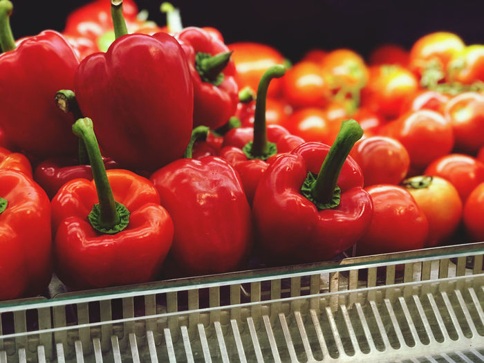 Close-up of tomatoes for sale at market stall