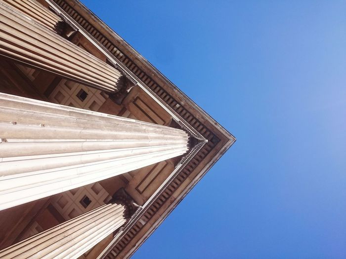 Low angle view of museum against clear sky