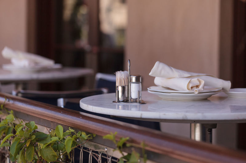 Place setting at restaurant