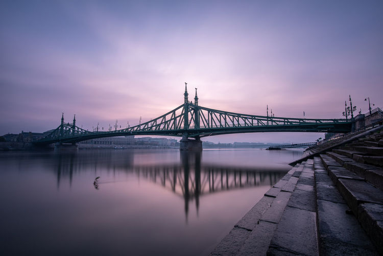 Bridge over river at sunsunrise