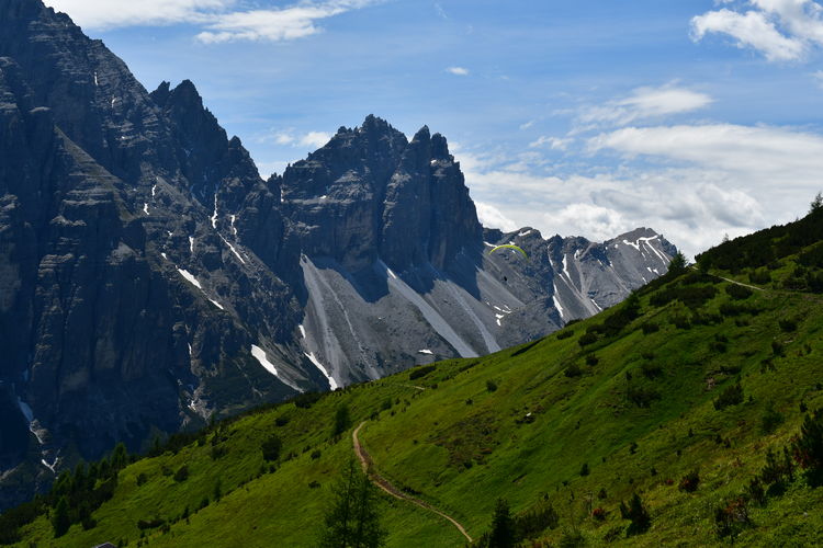 Scenic view of mountains against sky in stubai valley 