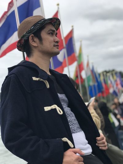 Young man looking away
